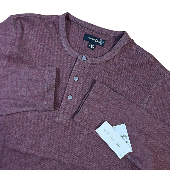 Treasure & Bond Other - TREASURE & BOND‎ Men's Henley Shirt L Long Sleeve Burgundy Royale Red NEW